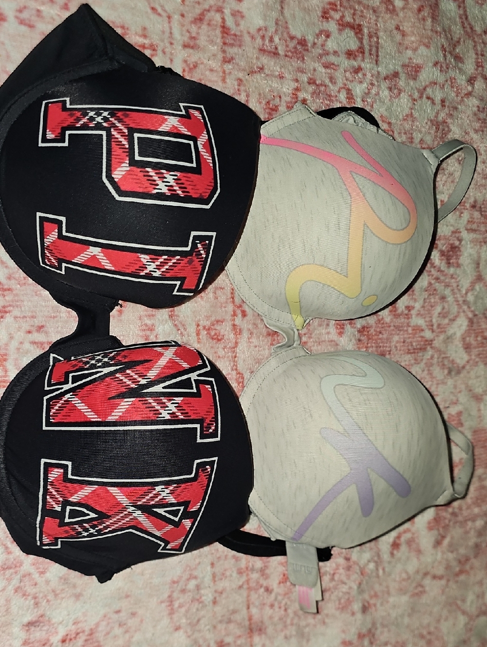PINK Victoria's Secret Dual-Pack Logo & Pastel Graphic Push-Up Bras